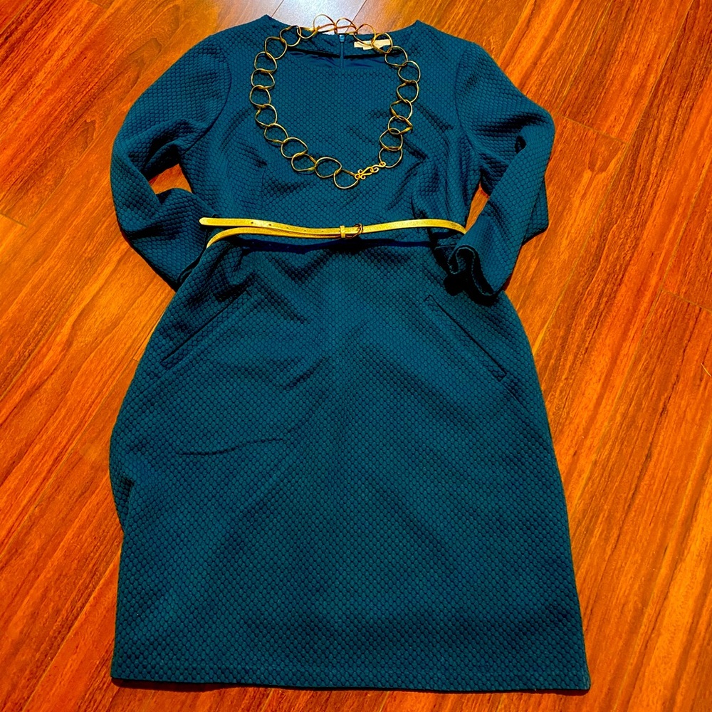 Boden ultra soft teal texture knit dress